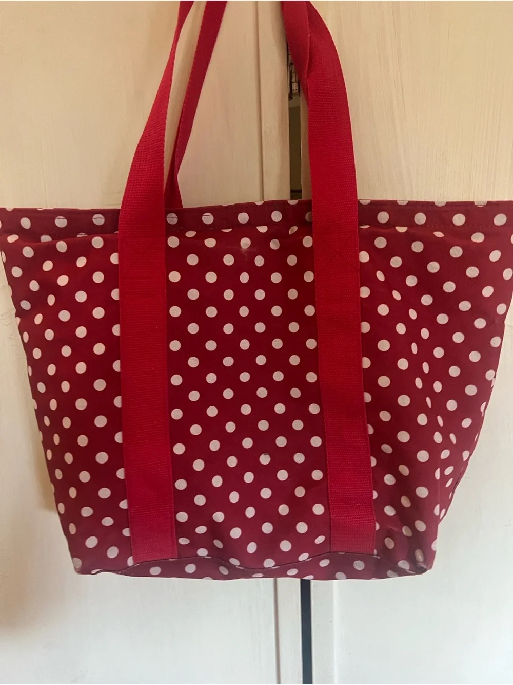 Disney Red Polka Dot Minnie Tote with Cream Trim